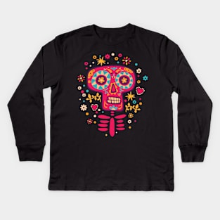 Dia De Los Muertos - Sugar Skull Skeleton Kids Long Sleeve T-Shirt